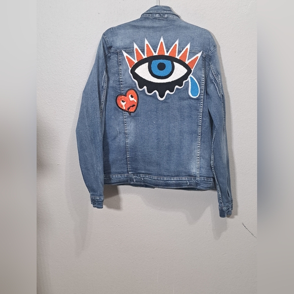 Roku Studio Distressed Light Wash Denim Jacket, Size 2XL - Picture 12 of 16